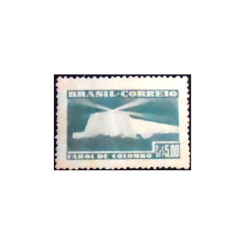 Imagem do selo postal do Brasil de 1946 Farol de Colombo M