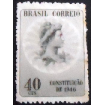 Imagem do selo postal do Brasil de 1946 Promulgação da Constituição de 1946 N