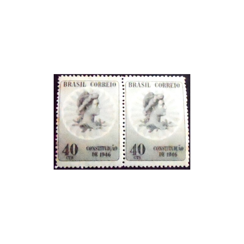 Imagem do par de selos postais do Brasil de 1946 Promulgação da Constituição de 1946 M