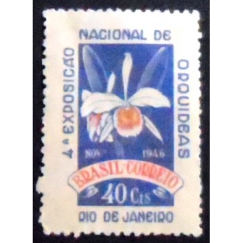 Imagem do selo postal do Brasil de 1946 Exposição de Orquídeas M