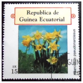 Selo postal Cinderela da Guine Equatorial de 1977 Narcissus Pseudonarcissus