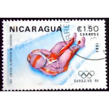 Selo postal da Nicarágua de 1983 Luge