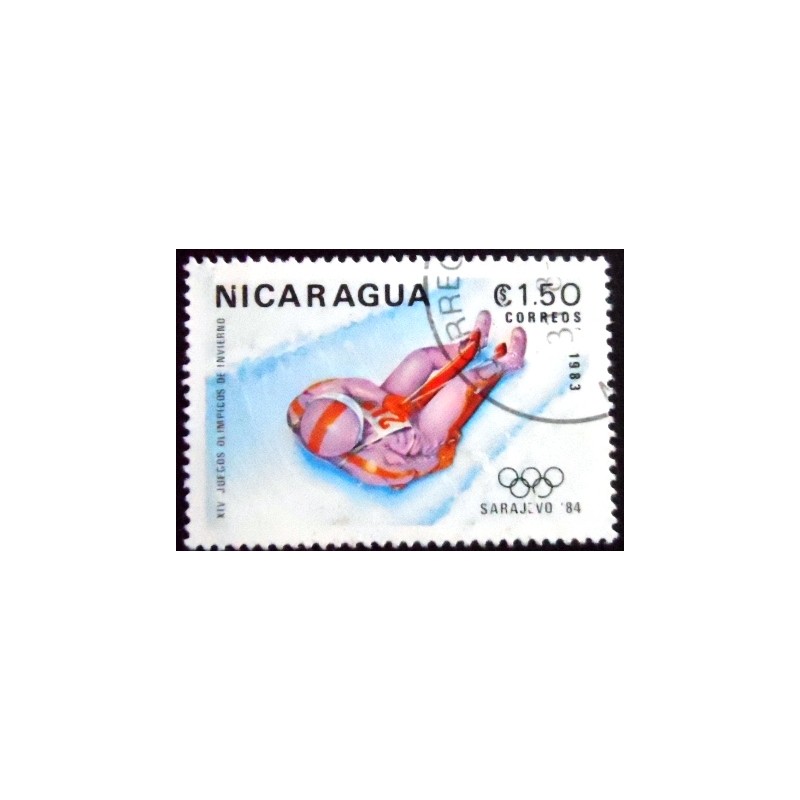 Selo postal da Nicarágua de 1983 Luge