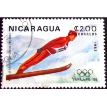 Selo postal da Nicarágua de 1983 Ski Jumping MCC