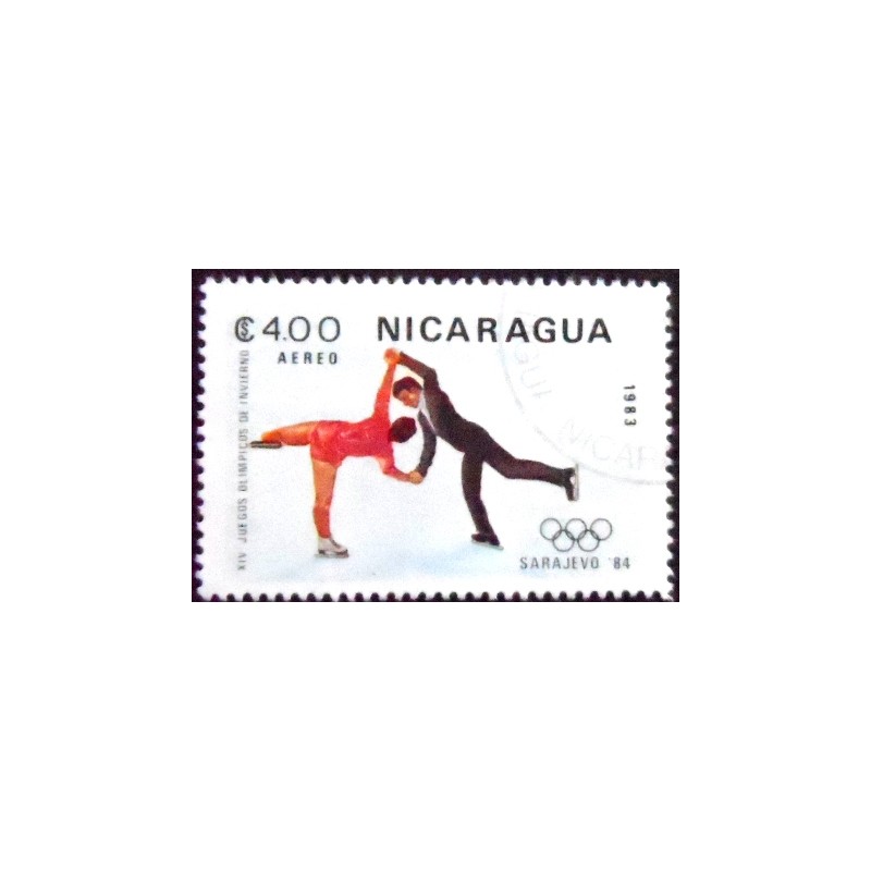 Selo postal da Nicarágua de 1983 Figure skating MCC