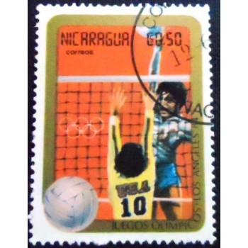 Selo postal da Nicarágua de 1984 Volleyball