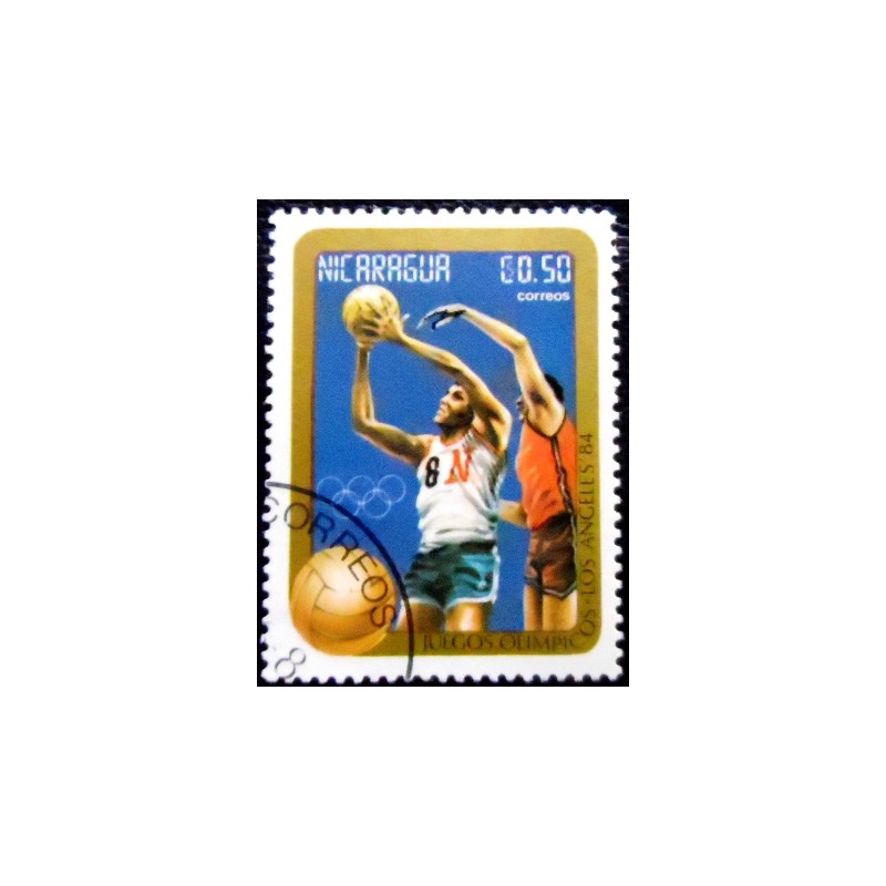 Selo postal da Nicarágua de 1984 Basketball