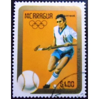 Selo postal da Nicarágua de 1984 Field hockey