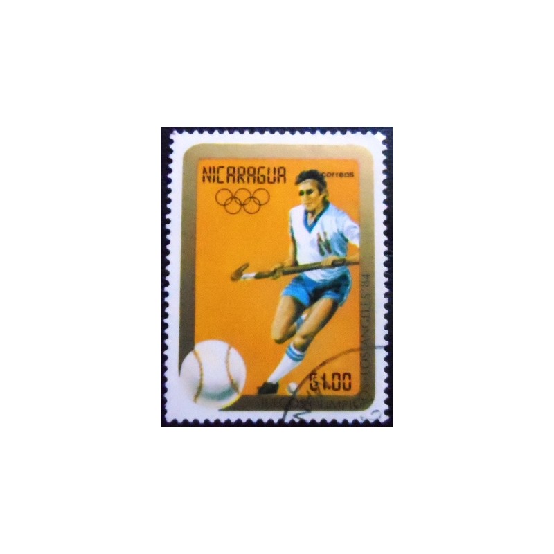 Selo postal da Nicarágua de 1984 Field hockey