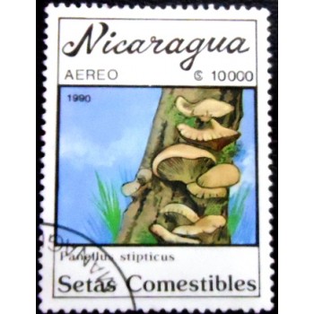 Selo postal da Nicarágua de 1990 Panellus stipticus