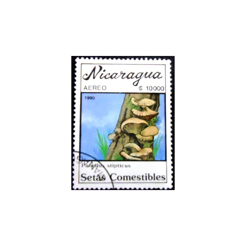 Selo postal da Nicarágua de 1990 Panellus stipticus