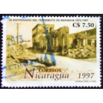 Selo postal da Nicarágua de 1998 Devastation after earthquake in 1972