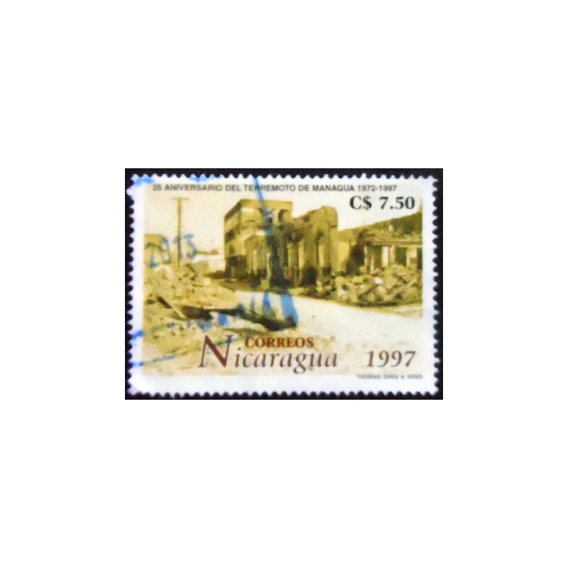 Selo postal da Nicarágua de 1998 Devastation after earthquake in 1972