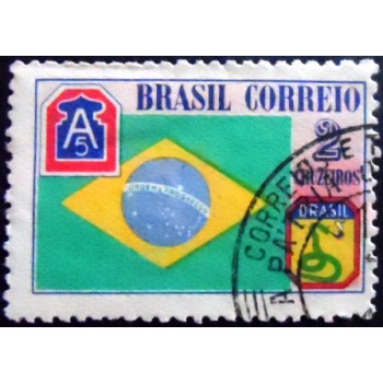 Imagem do selo postal do Brasil de 1945 bandeira Brasileira U