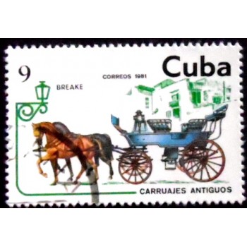 Imagem do selo postal de Cuba de 1981 6-seater Open Carriage
