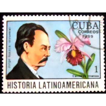 Imagem do selo postal de Cuba de 1989 Jorge Isaacs
