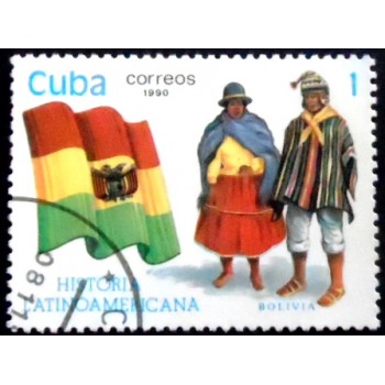 Imagem do selo postal de Cuba de 1990 Bolivia