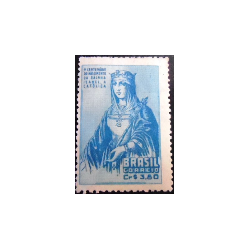 Imagem do selo postal do Brasil de 1952 Isabel "A Católica"