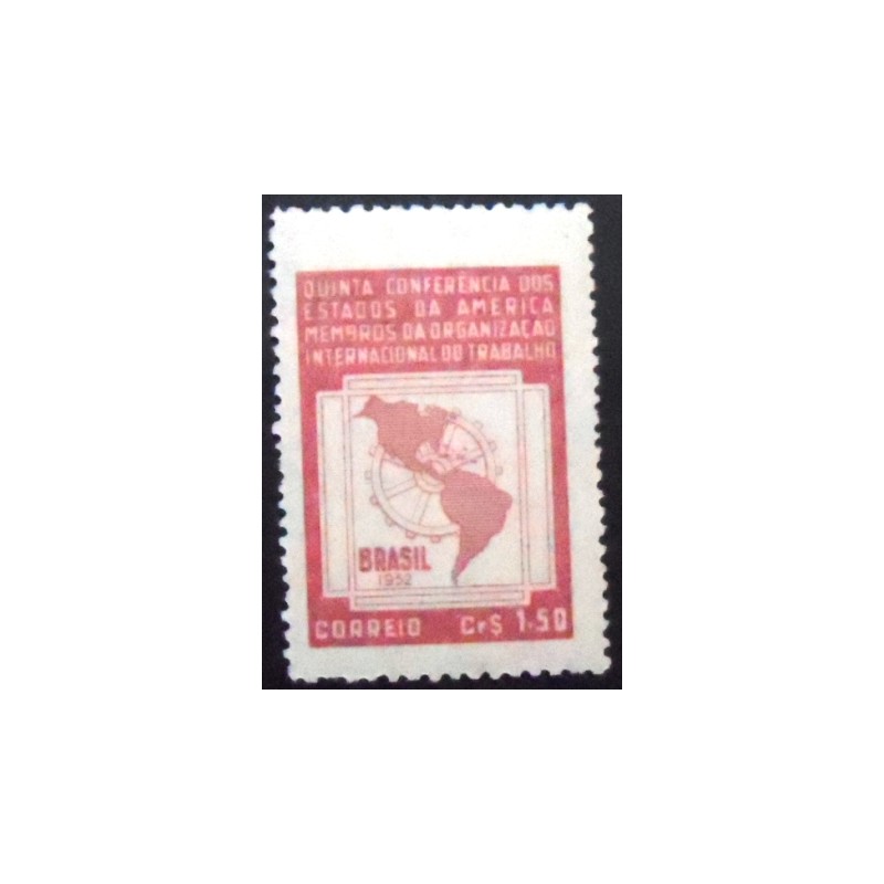 Selo postal de 1952 Conferência dos Membros Americanos da OIT M variedade B