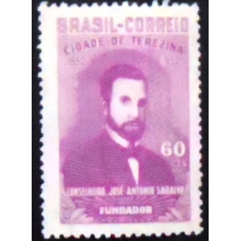 Imagem do selo postal de 1952 Conselheiro José Antônio Saraiva M