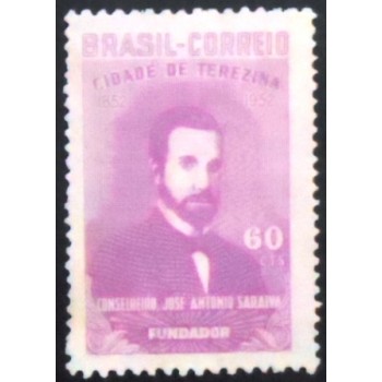 Imagem do selo postal de 1952 Conselheiro José Antônio Saraiva N