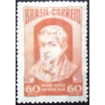 Imagem do selo postal de 1952 Dia Padre Feijó M