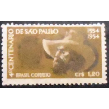 Imagem do selo postal de 1953 Bandeirante e Brasão M