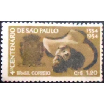 Imagem do selo postal de 1953 Bandeirante e Brasão N