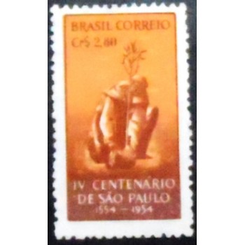 Imagem do selo postal de 1953 Padre Plantando Árvore N