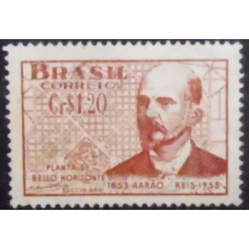 Imagem do selo postal de 1953 Engenheiro Aarão Reis variedade A U
