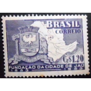 Imagem do selo postal de 1953 Centenário de Jaú M