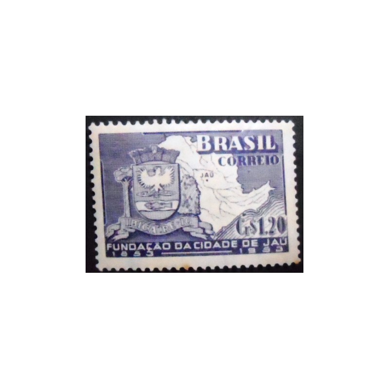 Imagem do selo postal de 1953 Centenário de Jaú M