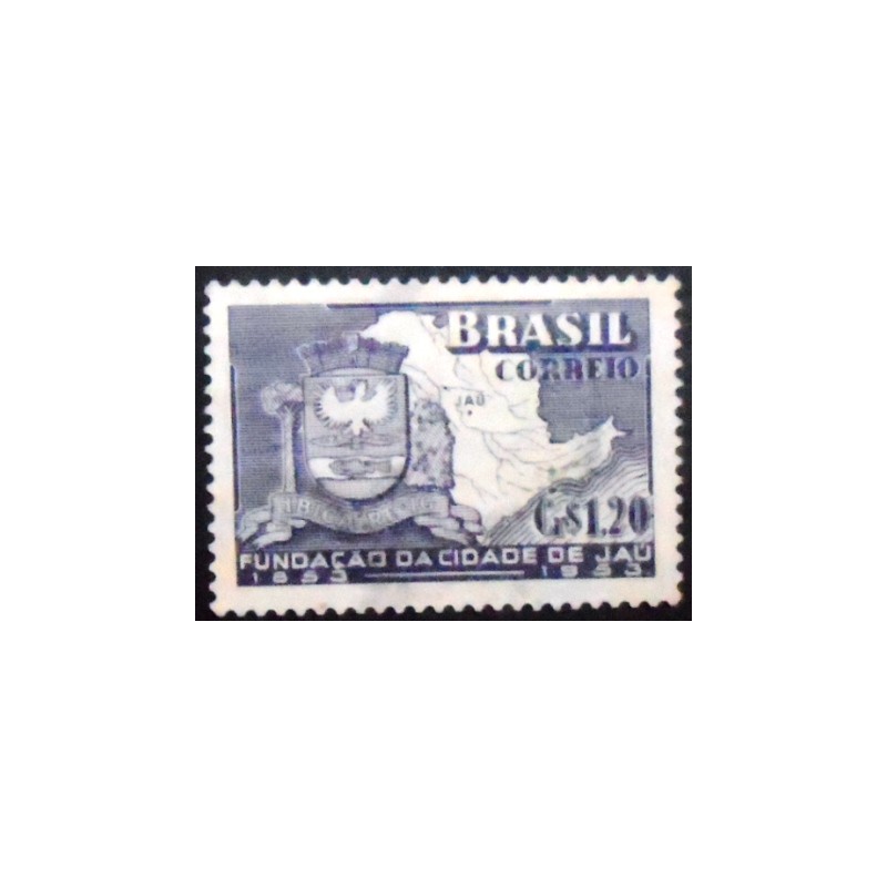 Imagem do selo postal de 1953 Centenário de Jaú N