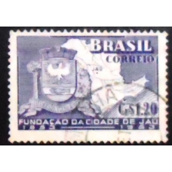 Imagem similar à do selo postal de 1953 Centenário de Jaú U