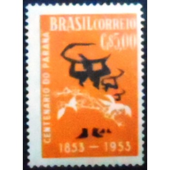 Selo postal de 1953 Centenário do Paraná N