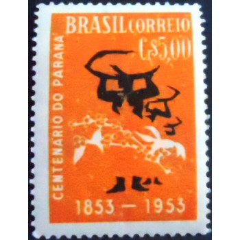 Imagem do selo postal de 1953 Centenário do Paraná M