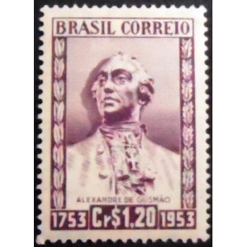 Imagem do selo postal do Brasil de 1954 Alexandre de Gusmão M