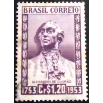 Imagem do selo postal do Brasil de 1954 Alexandre de Gusmão U