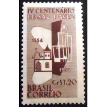 Imagem do selo postal do Brasil de 1954 Crescimento de São Paulo M