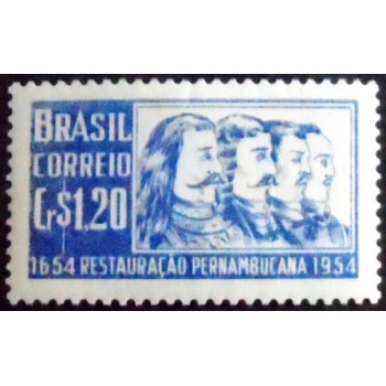 Imagem do selo postal de 1954 Tricentenário da Restauração Pernambucana M