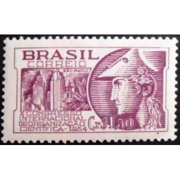 Imagem do selo postal de 1954 Congresso Internacional de Organização Científica M
