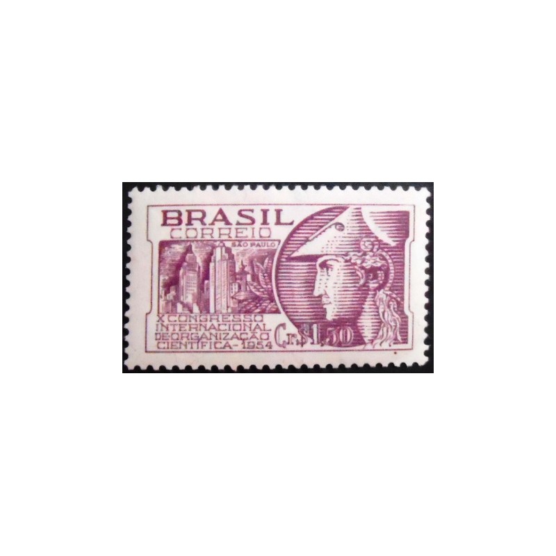 Imagem do selo postal de 1954 Congresso Internacional de Organização Científica M