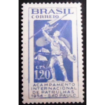 Imagem do selo postal do Brasil de 1954 Acampamento Patrulhas M