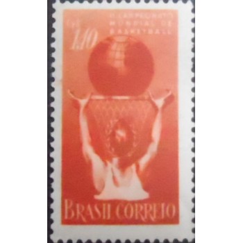Imagem do selo postal de 1954 Campeonato Mundial de Bola ao Cesto M