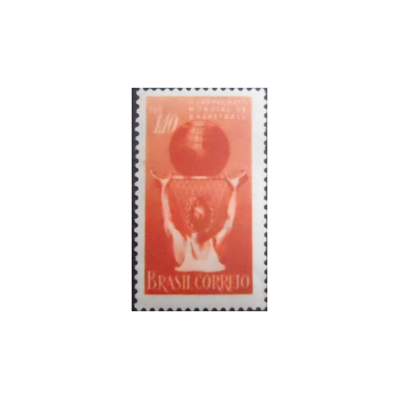 Imagem do selo postal de 1954 Campeonato Mundial de Bola ao Cesto M