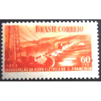Imagem do selo postal de 1955 Usina Paulo Afonso M