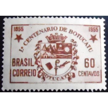 Imagem do selo postal de 1955 Centenário de Botucatu 60 Variedade A N