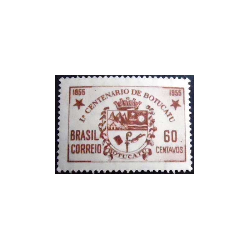 Imagem do selo postal de 1955 Centenário de Botucatu 60 Variedade A N