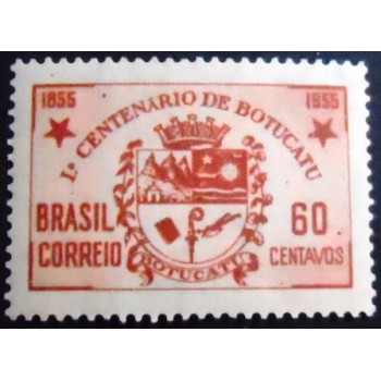 Imagem do selo postal de 1955 Centenário de Botucatu 60 Variedade A N