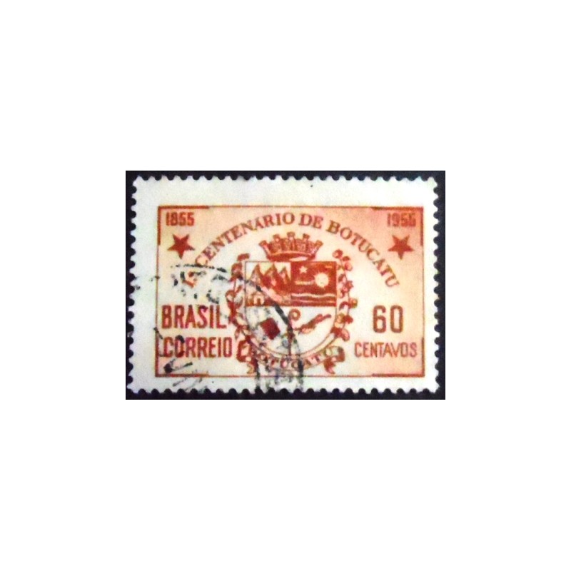 Imagem similar à do selo postal de 1955 Centenário de Botucatu 60 Variedade A U